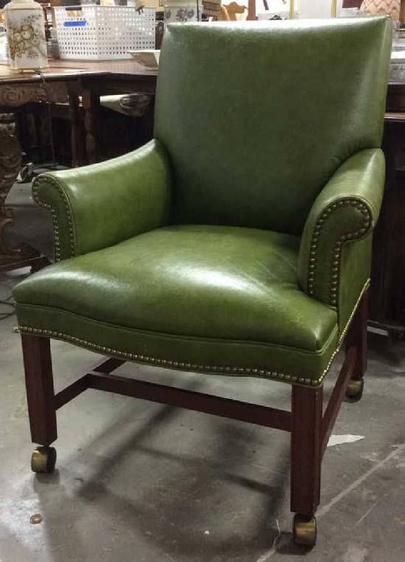 Embossed Lime Green Leather Arm Chair (1 of 10)