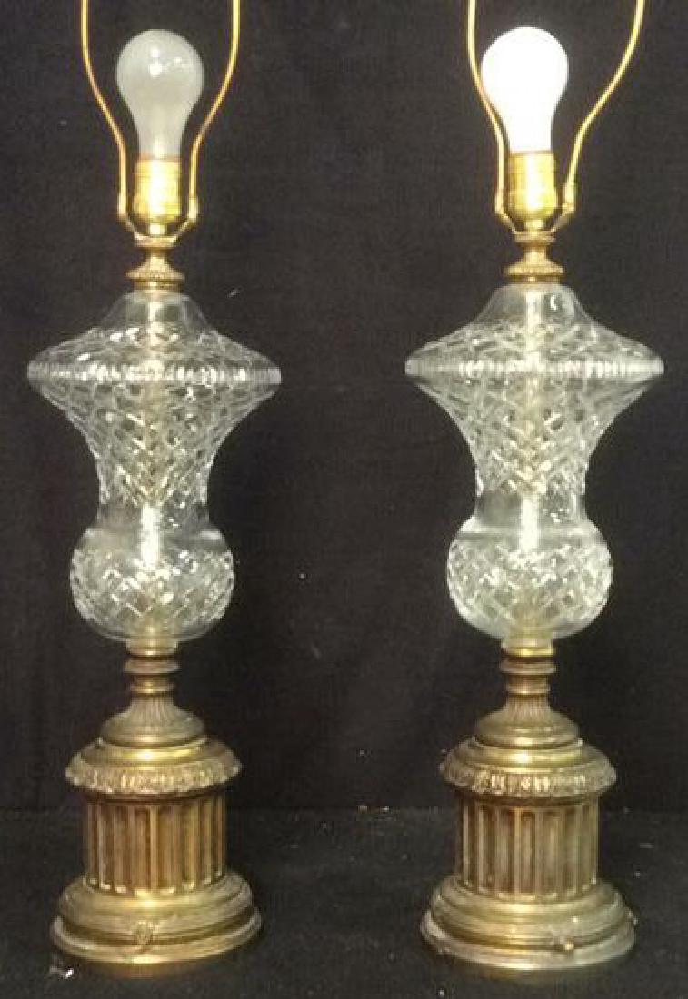 Pair of Vintage Crystal and Brass Table Lamps (1 of 11)