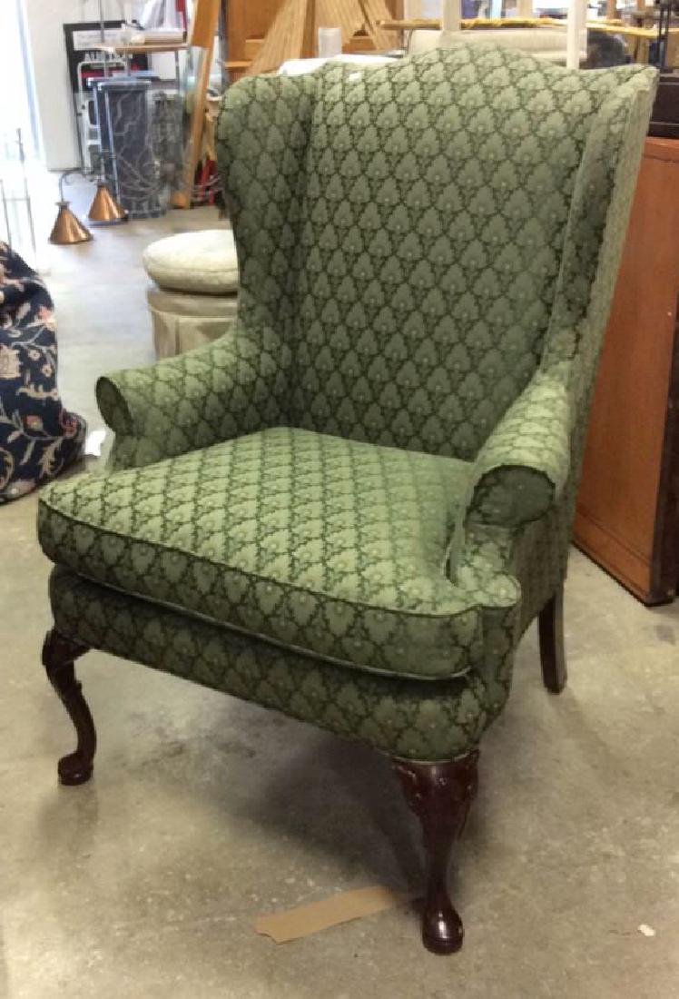 Upholstered Green Wing Chair (1 of 8)