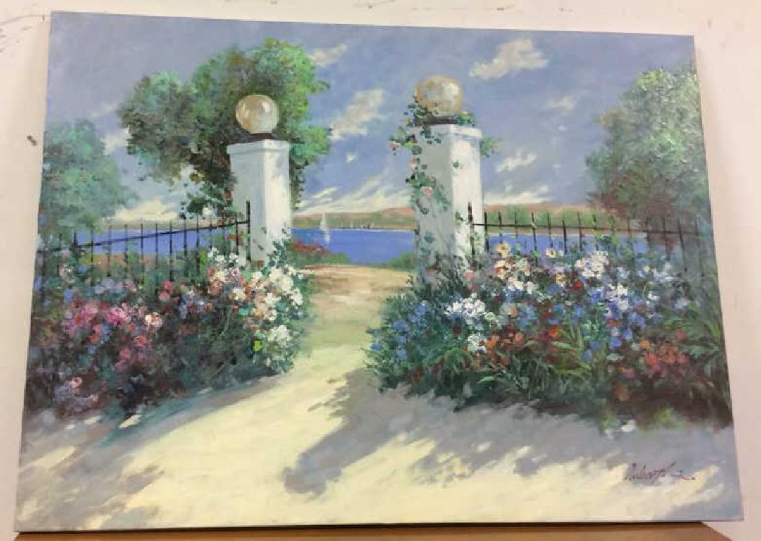 Robert Lin Signed Harbor Scene Painting (1 of 9)