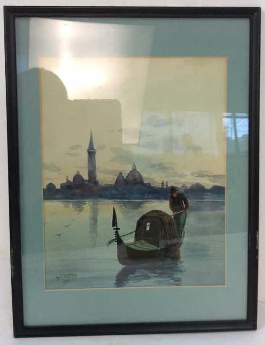 1915 Signed Venice Boat Scene Watercolor (1 of 7)