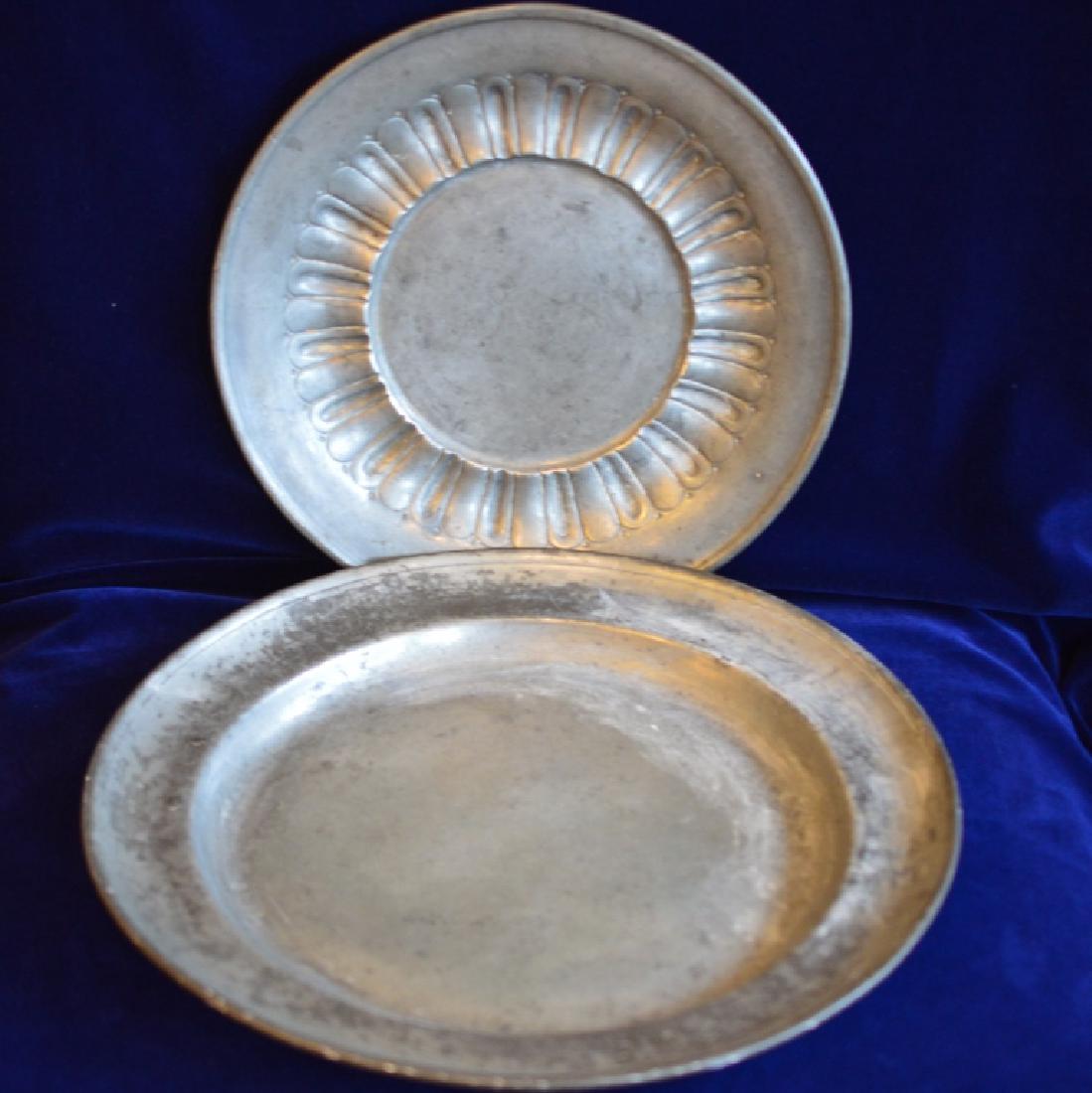 Set of Two Pewter Dinner Plates (1 of 1)