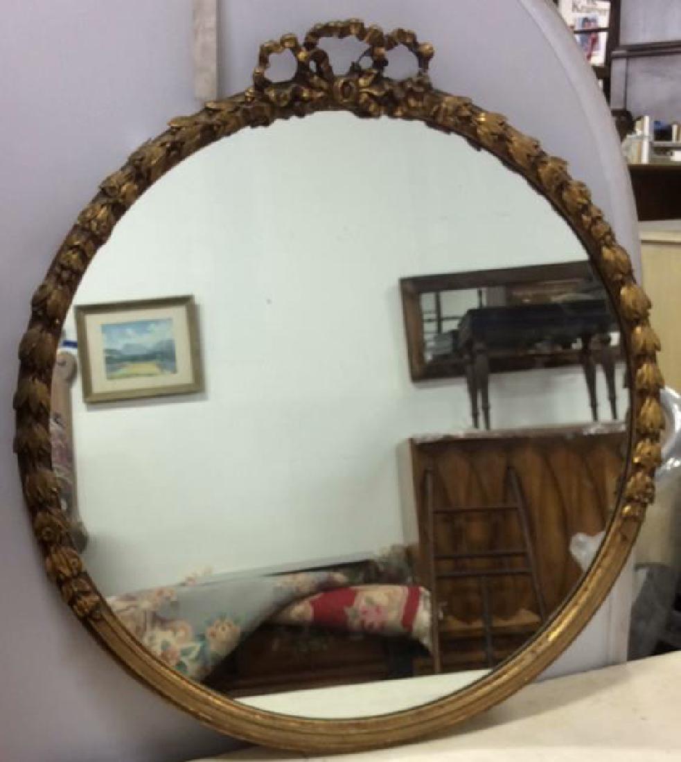 Gold Leafed Carved Framed Round Mirror (1 of 10)