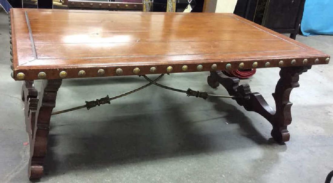 Country Pine Coffee Table Brass Trim (1 of 10)