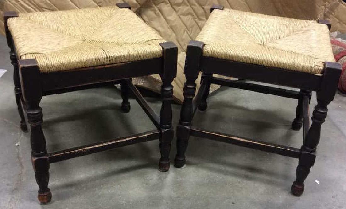 Pair Rush Seat Country Stools, Italy (1 of 9)