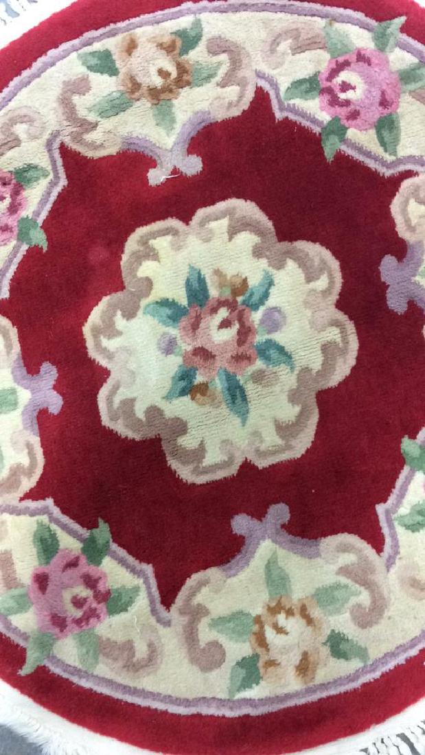 Round Red Floral Wool Area Rug (1 of 9)