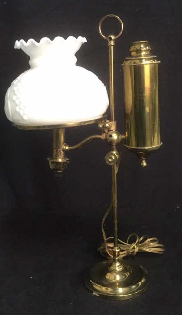 Vintage Brass Student Style Hurricane Table Lamp (1 of 10)