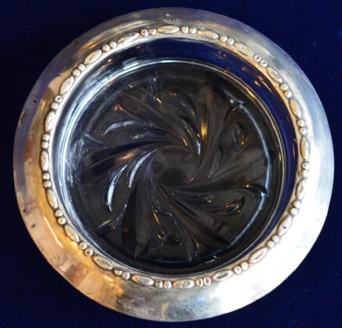 Set of 6 Sterling Silver Rimmed Glass Coasters by (1 of 3)