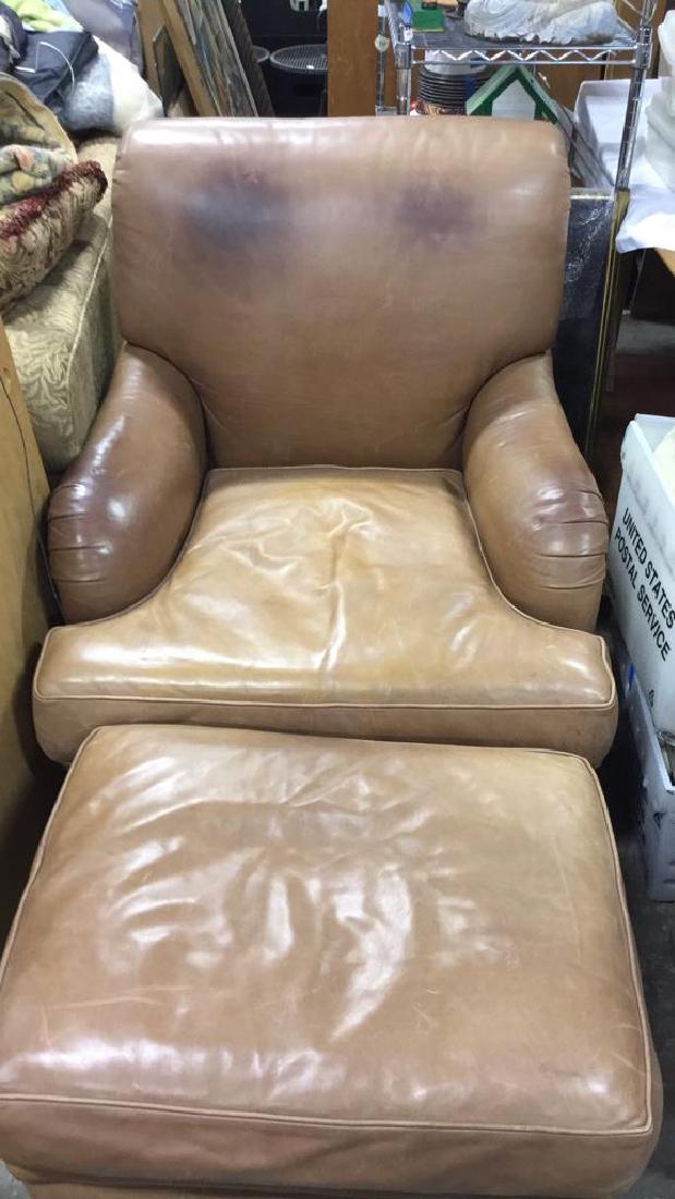 Custom Leather Club Chair And Ottoman (1 of 9)