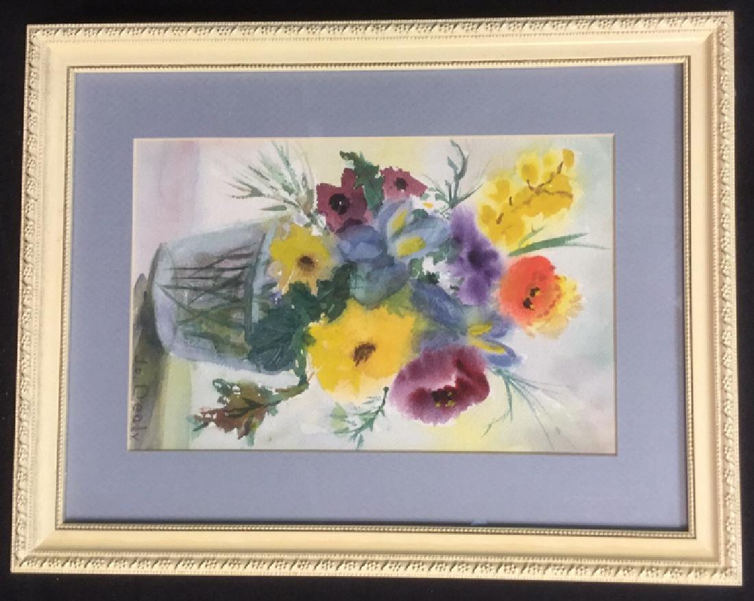 Original Signed Watercolor Sill Life Flowers Vase (1 of 10)