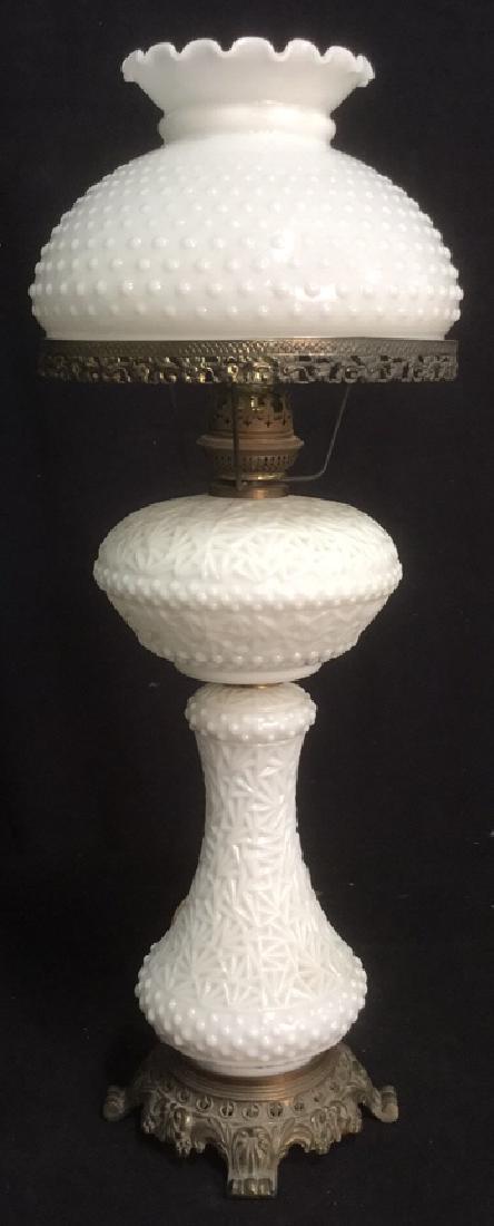 Antique Milk Glass Hobnail Hurricane Parlor Lamp (1 of 10)
