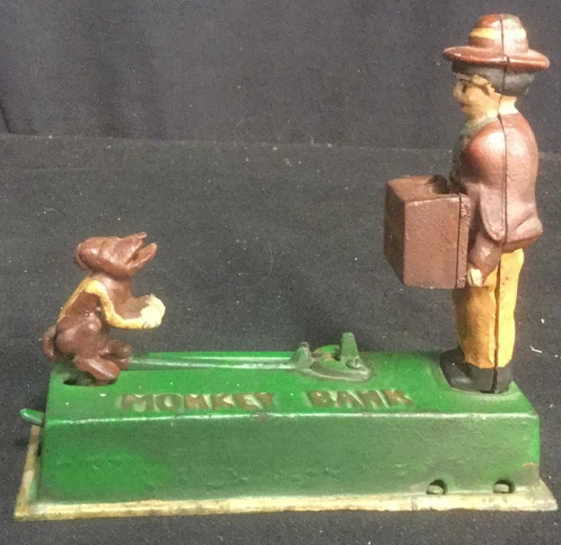 Vintage Cast Iron Monkey Bank Hand Painted (1 of 8)