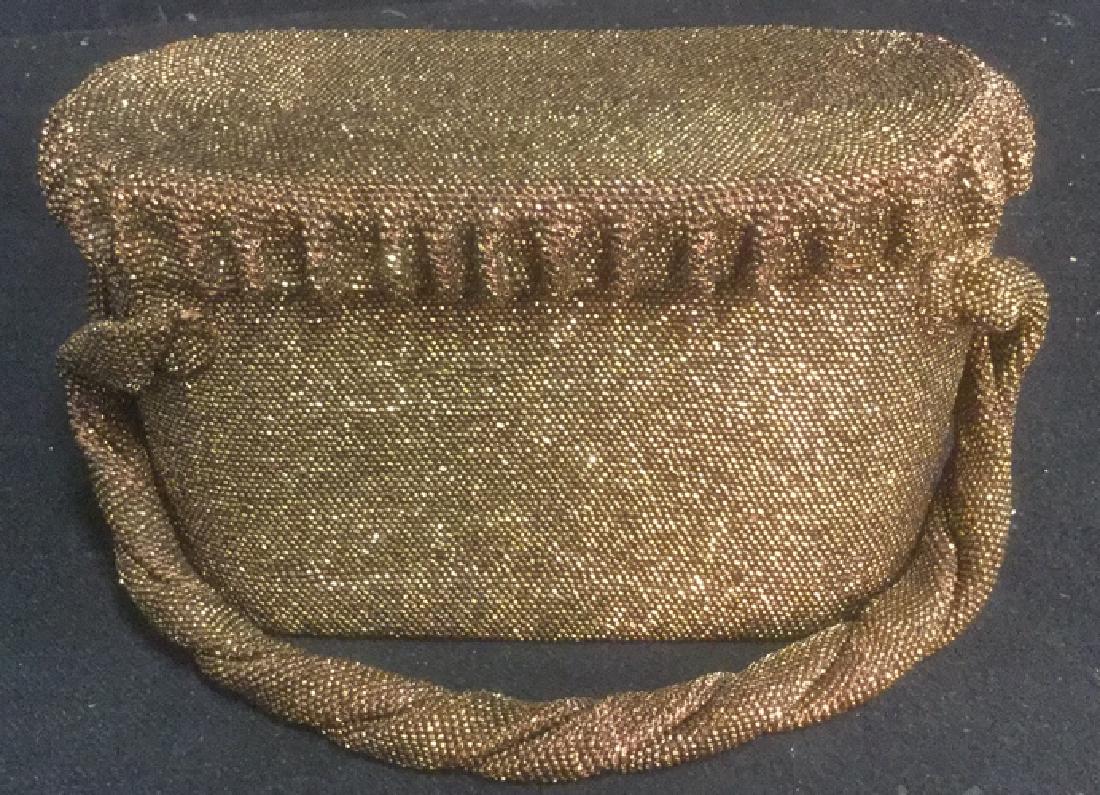 Vintage Basket Form Beaded Copper Tone Purse (1 of 9)