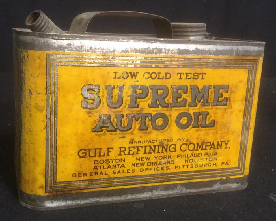 Vintage Metal Oil Can Supreme Auto Oil Advertising (1 of 8)