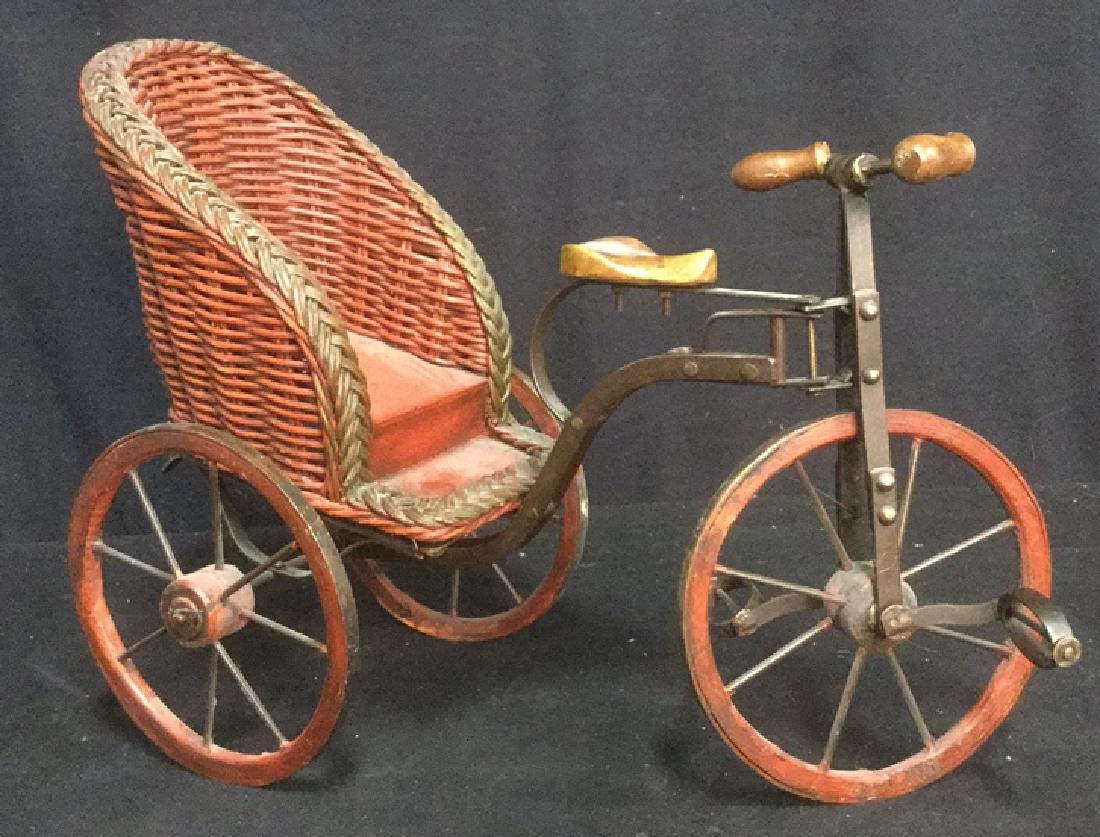 Rickshaw Replica Statuette Metal Wood and Wicker (1 of 8)