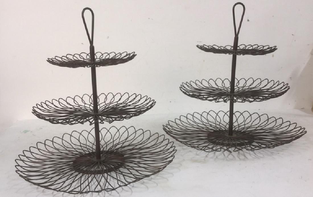 Pair 3-Tier Spiral Painted Metal Dessert Servers (1 of 5)