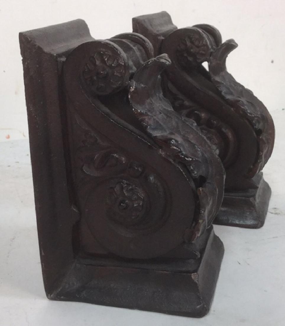 Pair of Cast Iron Scroll Form Book Ends Espresso (1 of 7)