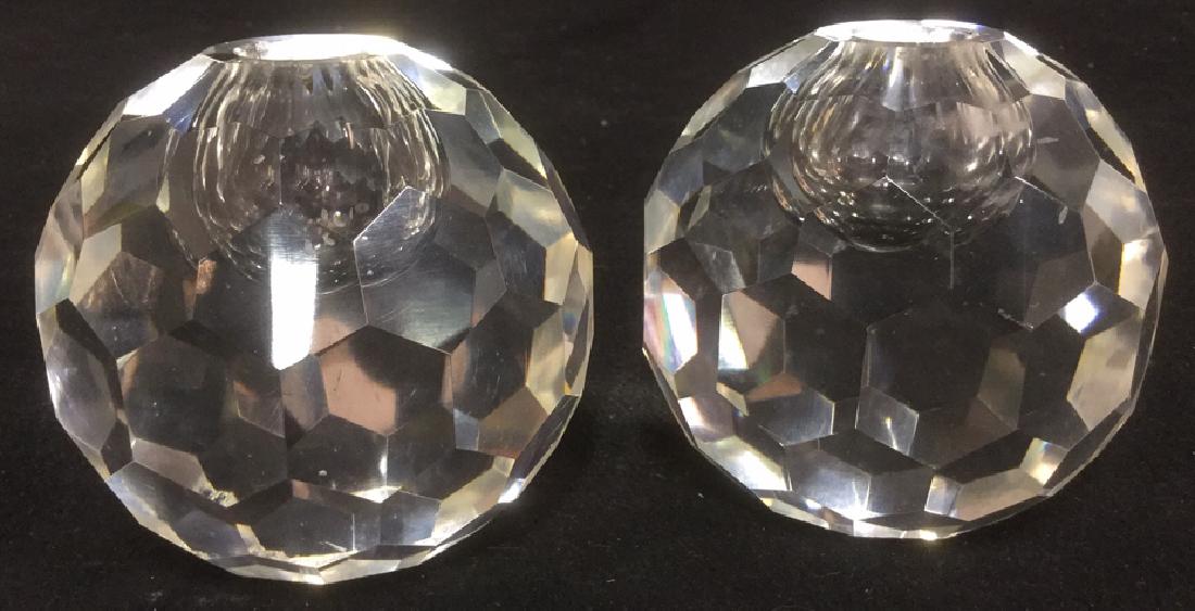 Pair Crystal Faceted Spherical Candlesticks (1 of 6)