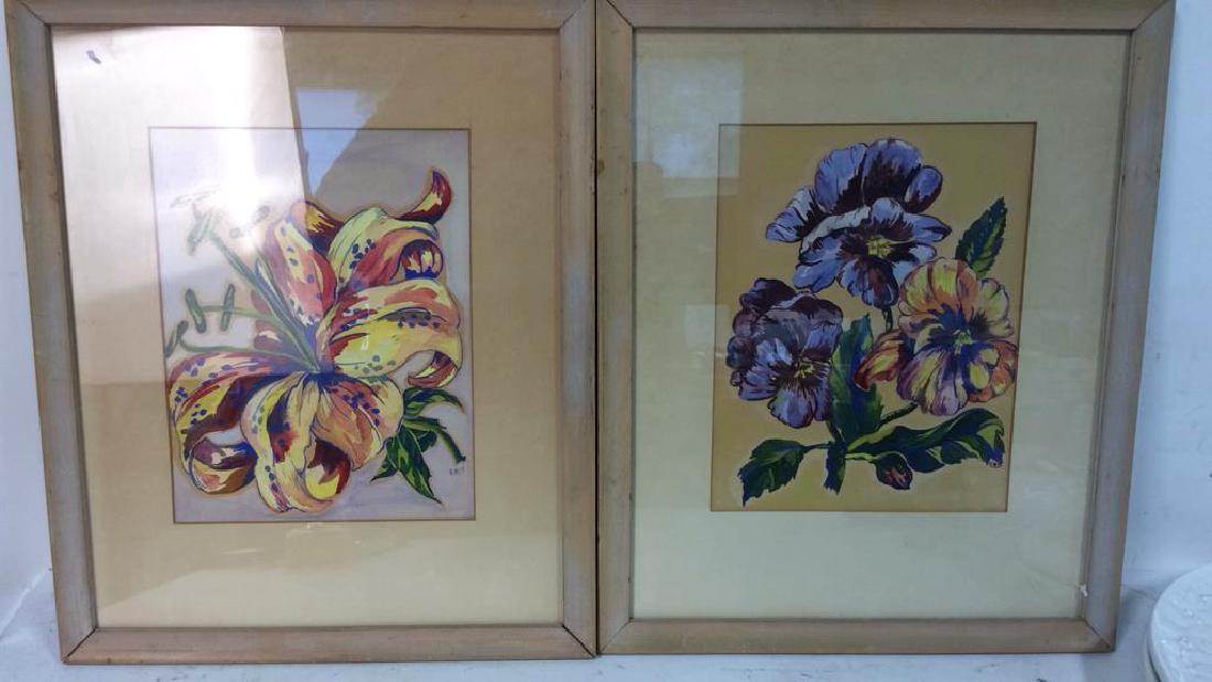 Pair Signed Water Color Floral artworks (1 of 9)