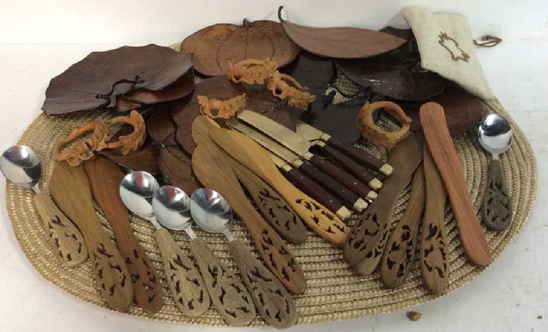 Carved Handmade Table top Accessories: condition: some wear