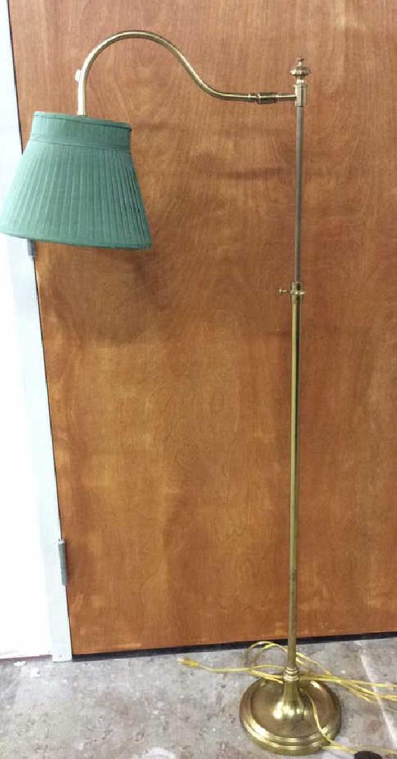 Brass Adjustable Floor Lamp W Silk Shade (1 of 6)