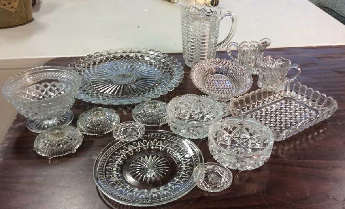 Group Vintage Pressed Hand Cut Glass Tabletops (1 of 10)