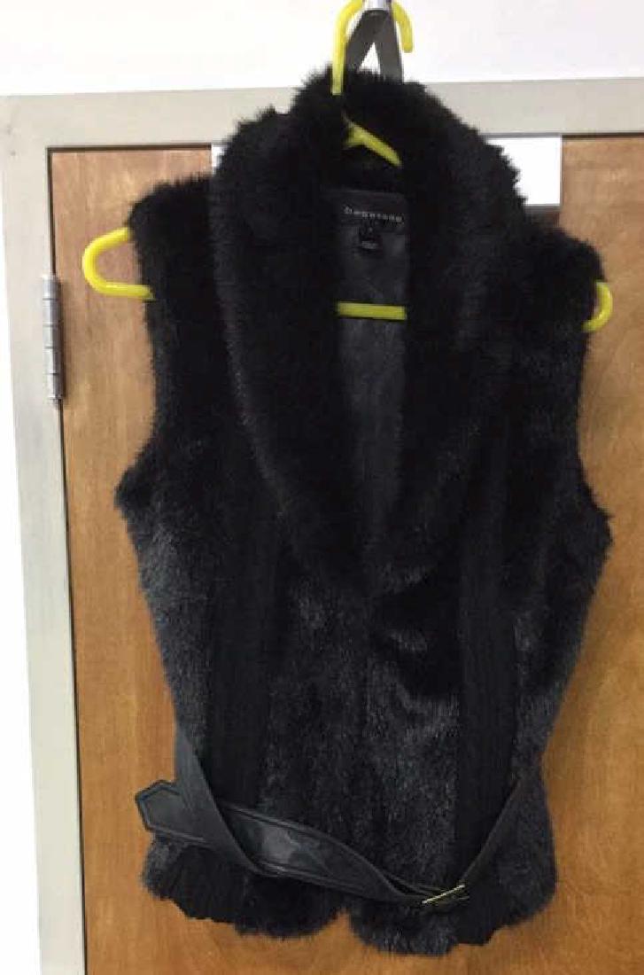 Bagatelle Women's Belted Black Faux Fur Vest (1 of 4)