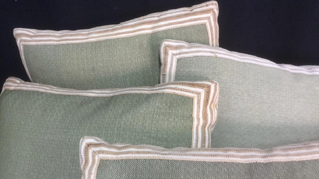 Lot 4 Custom Down Pillows Olive w Creme Taupe Trim (1 of 10)