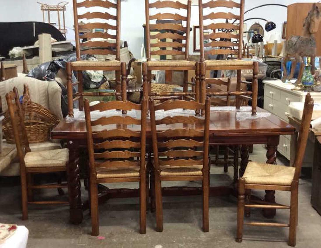 Country Dining Table w 8 Ladderback Chairs (1 of 12)