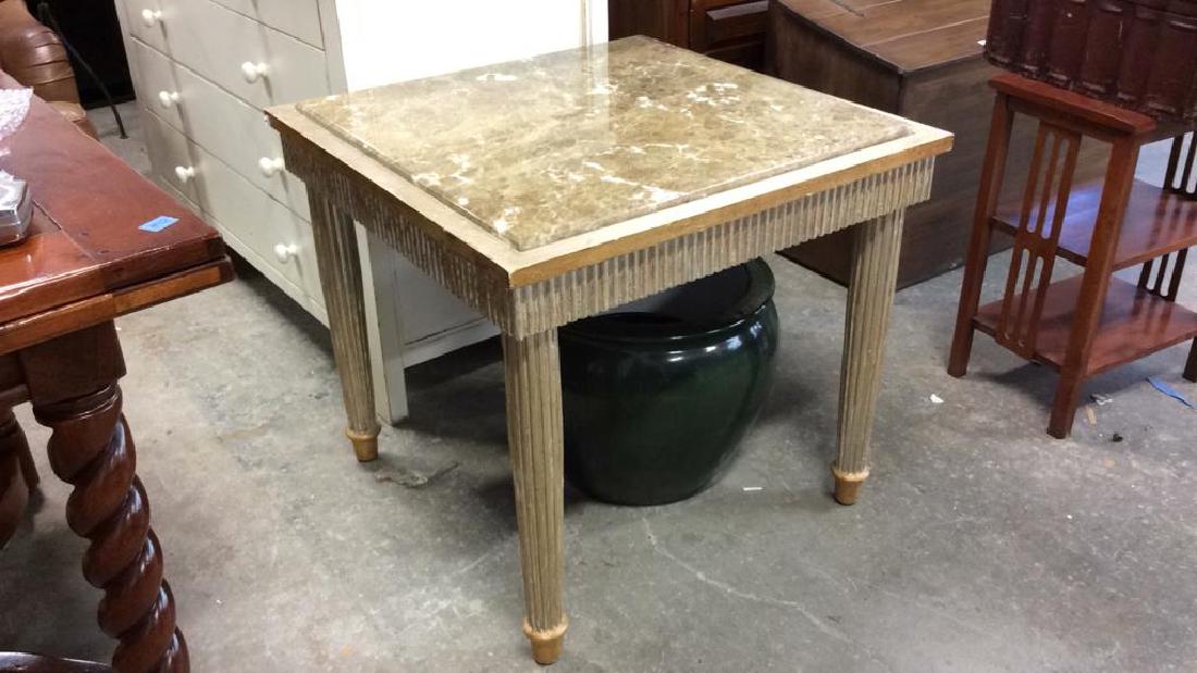Contemporary Marble Wood End Table (1 of 8)