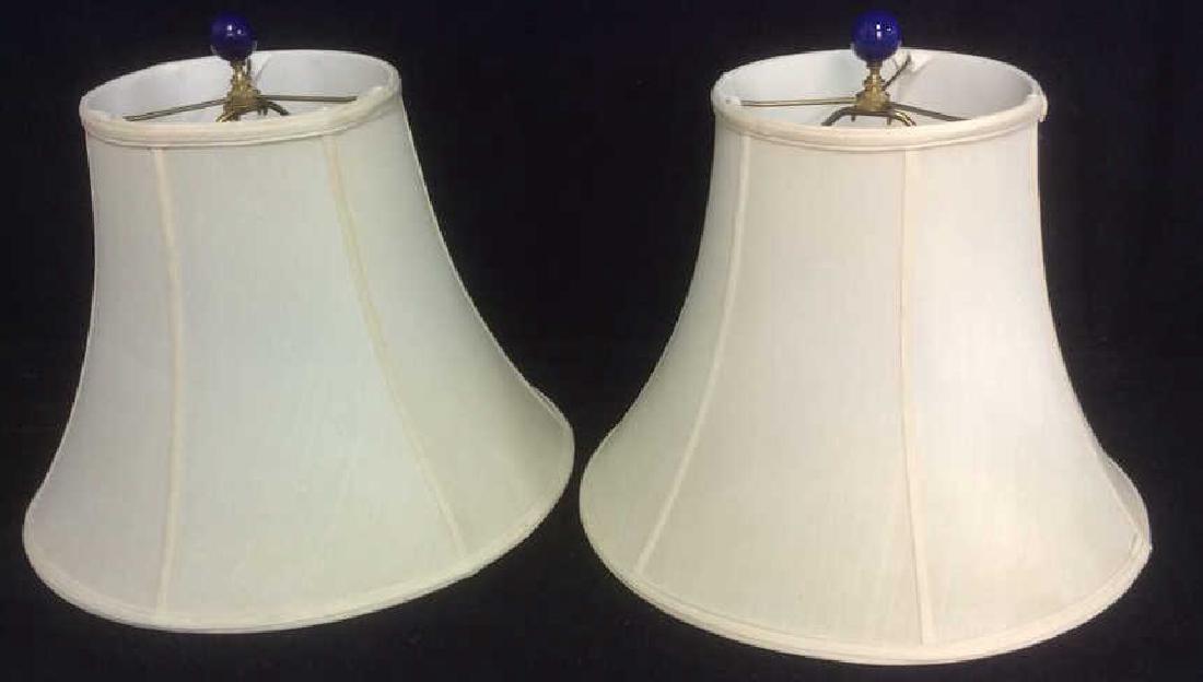 Pair Empire Style Lamp Shades Cobalt Blue Finials (1 of 5)