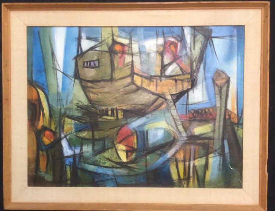 CLARE JORDAN Mid Century  Abstract Acrylic Canvas (1 of 10)