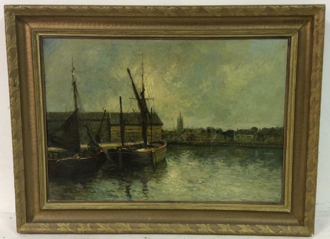 G.H. LAMBERT Vintage Oil on Canvas Fishing Boat (1 of 10)