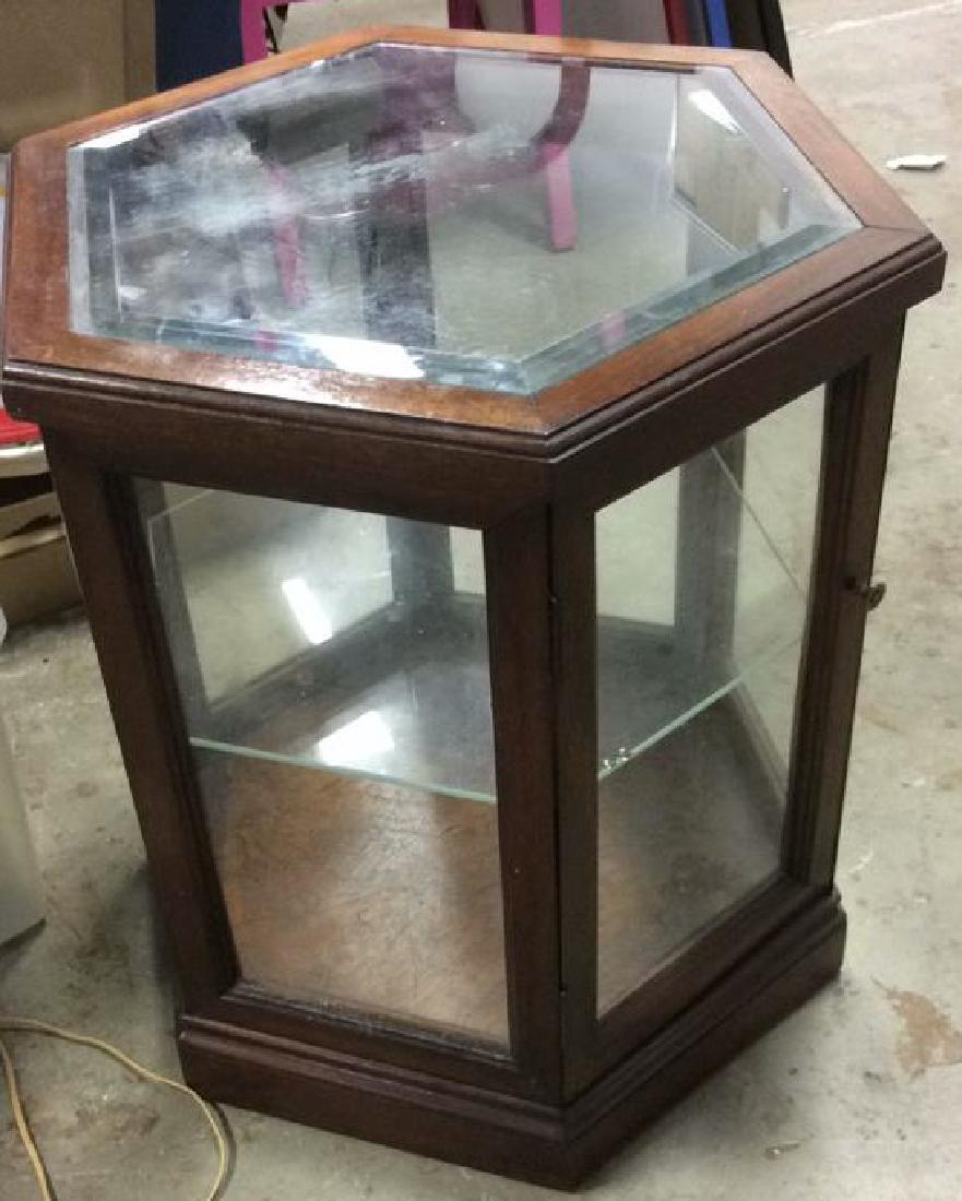 Octagonal Wood Glass Vitrine (1 of 6)