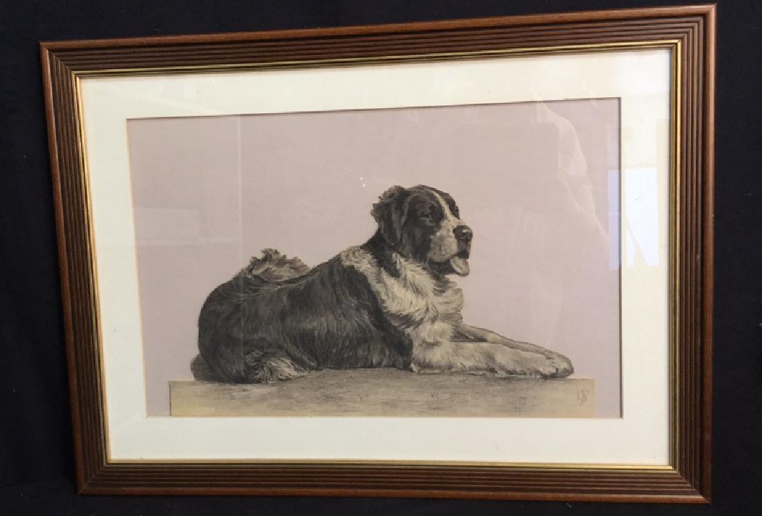 Original Pencil Drawing St. Bernard Dog Signed (1 of 10)