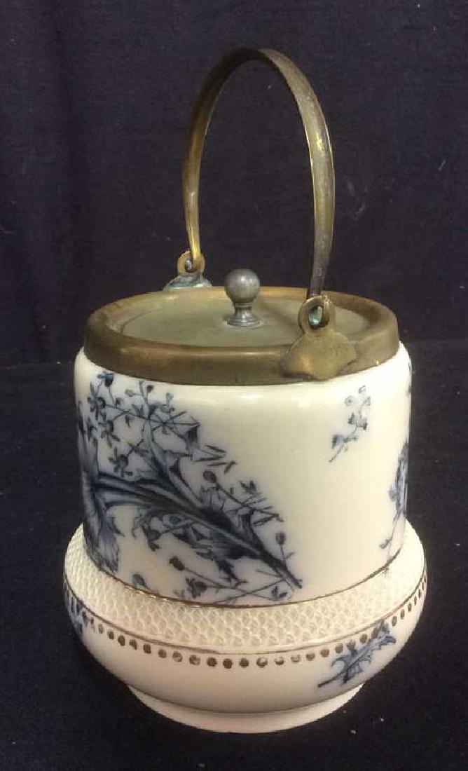 Antique Porcelain Brass Lidded Biscuit Jar (1 of 10)