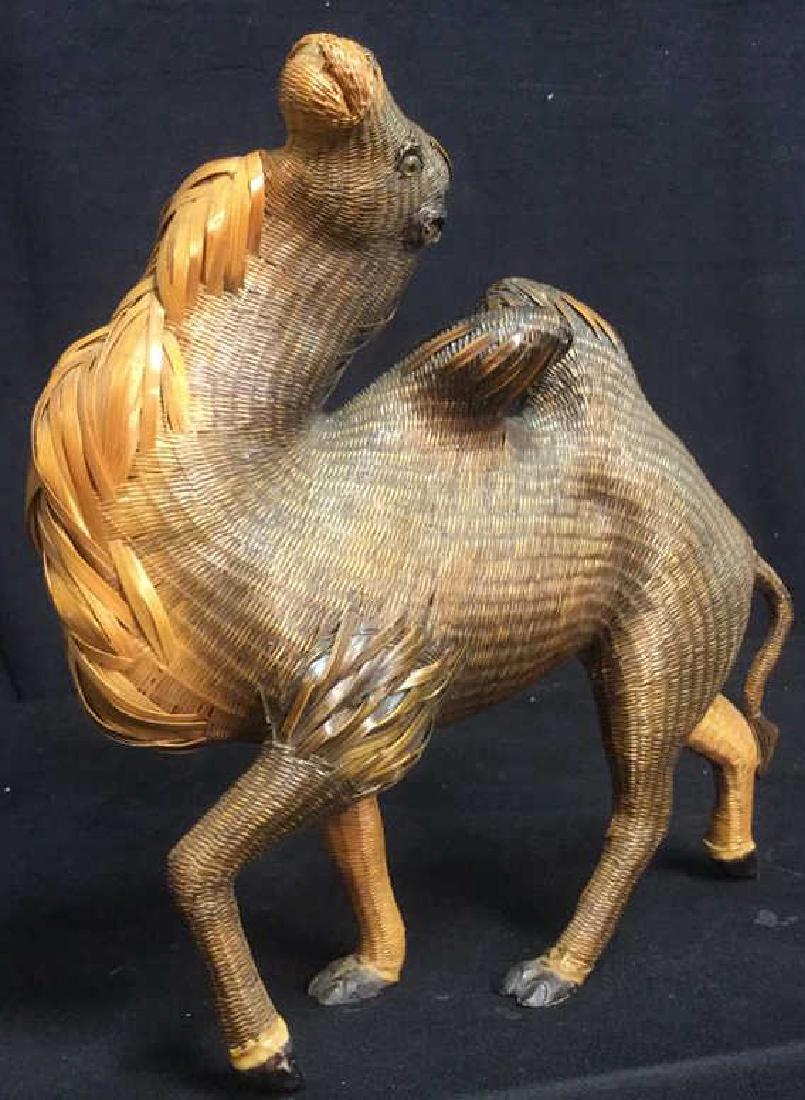 Handmade Wicker Bactarian Camel Sculpture (1 of 10)
