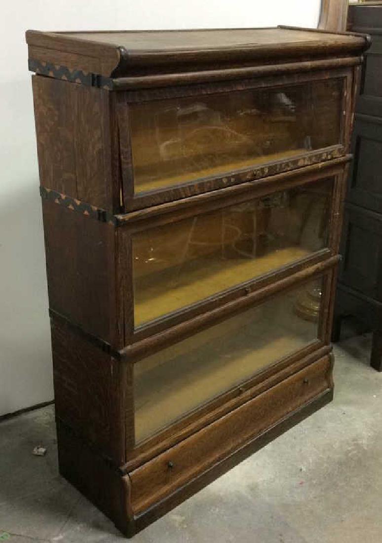 Antique 3 Shelf Oak Barrister Bookcase (1 of 10)