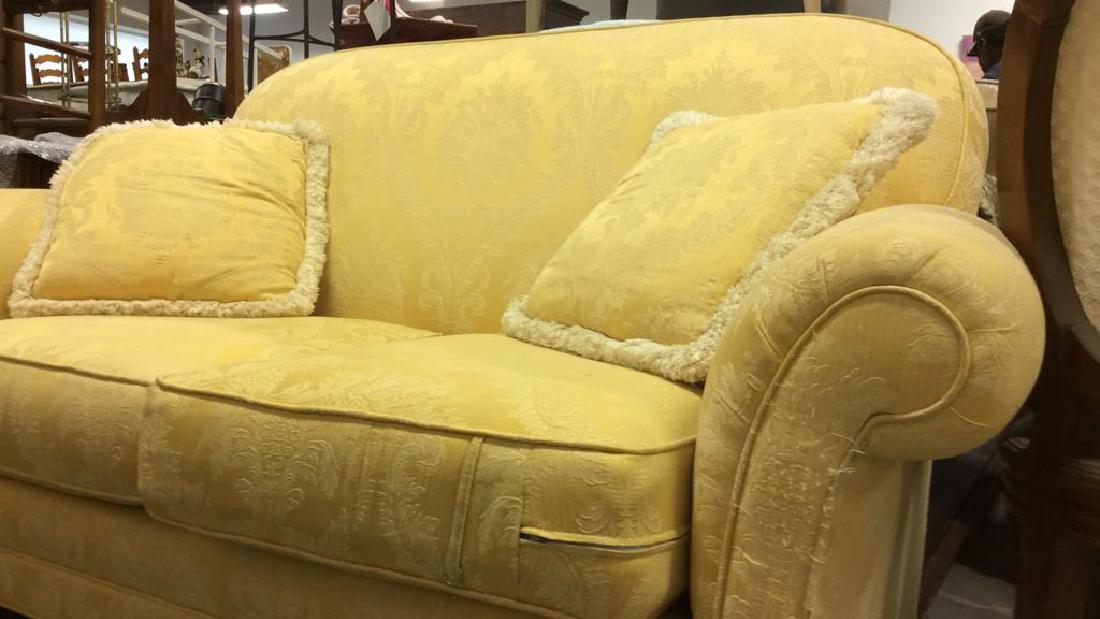 Upholstered Gold Toned Love Seat (1 of 6)