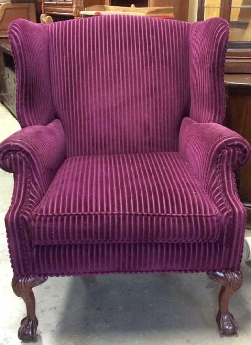 Purple Striped Velvet Wing Chair (1 of 10)