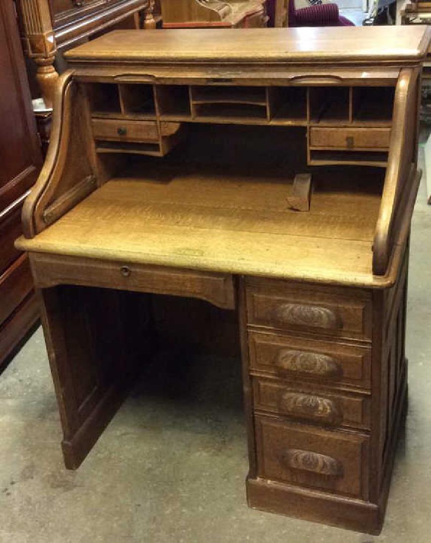 Antique Oak Roll Top Desk (1 of 10)