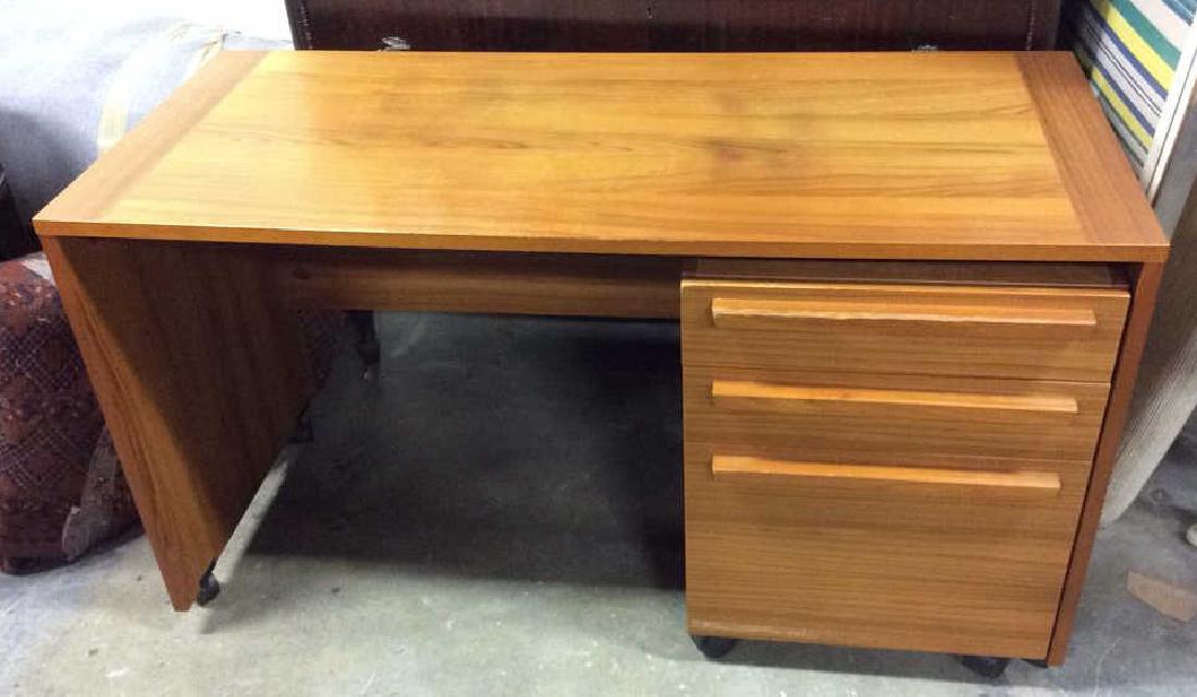 Teak Desk on Casters (1 of 6)