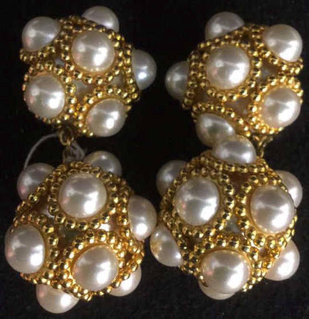 Estate Jewelry Costume gold pearl drop earrings (1 of 10)
