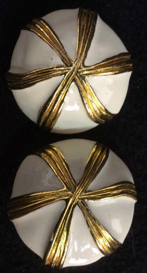 Pair  BLANCA White Enamel w Gold Tone Earrings (1 of 10)