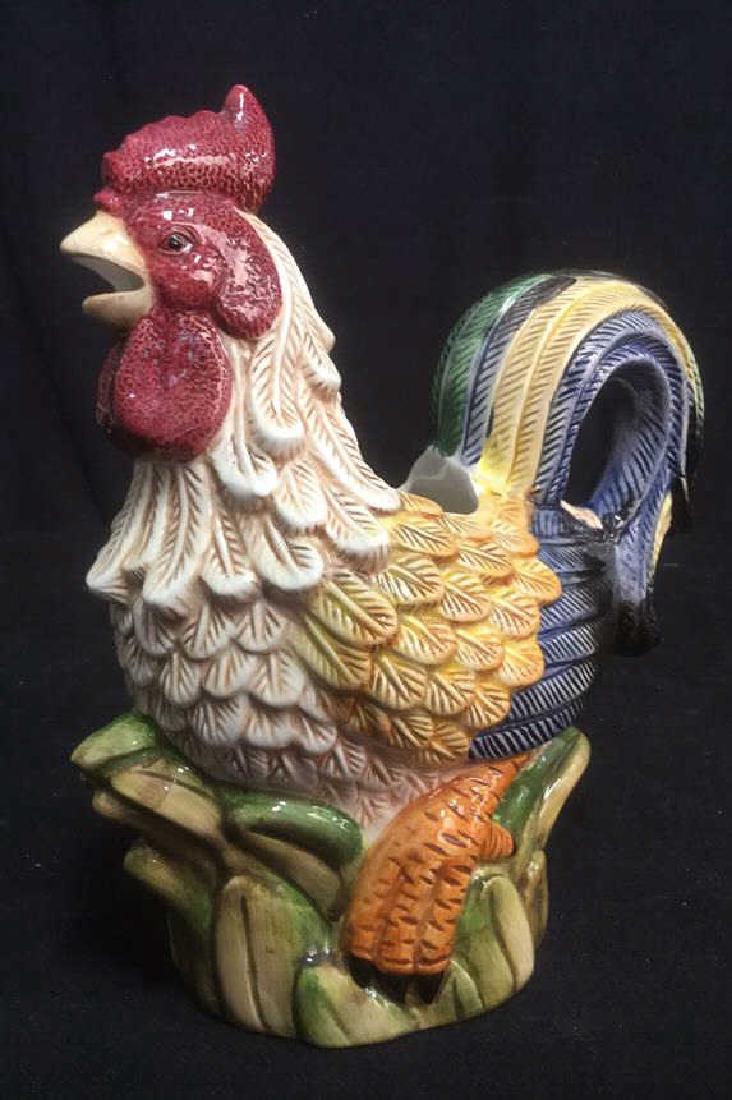Ceramic Hand Painted Rooster Form Pitcher (1 of 10)