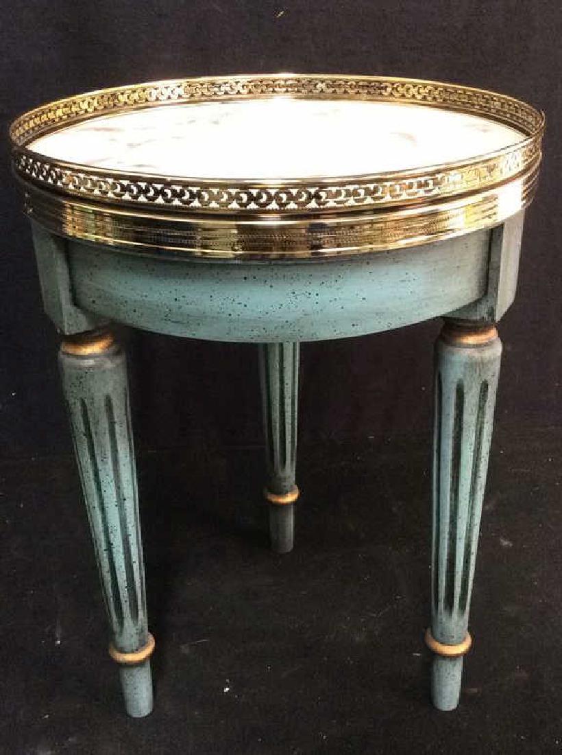French Blue White Marble Drinks Table (1 of 10)