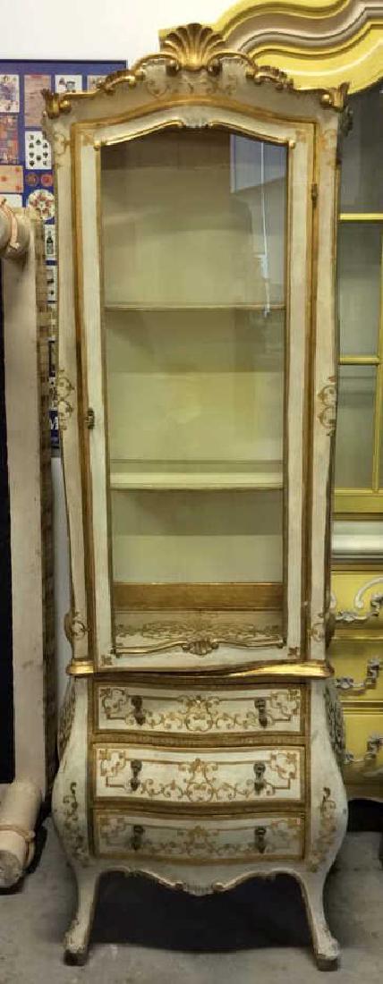 italian Gold & White Curio Cabinet (1 of 10)