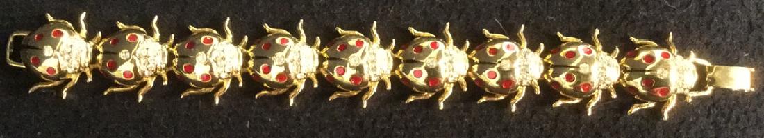 Estate Jewelry Rhinestone Linked Lady Bug Bracelet (1 of 10)