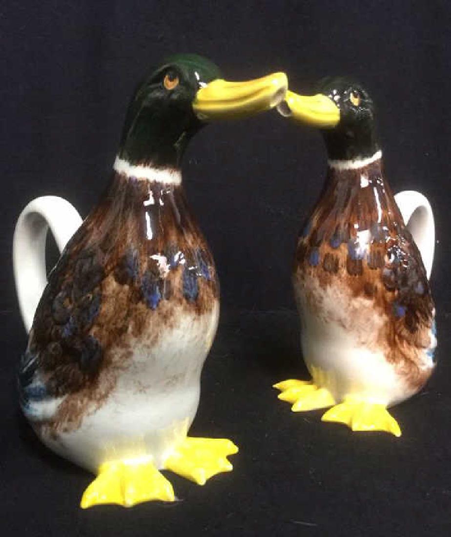 Pair Hand Painted Italian Ceramic Duck Pitchers (1 of 10)