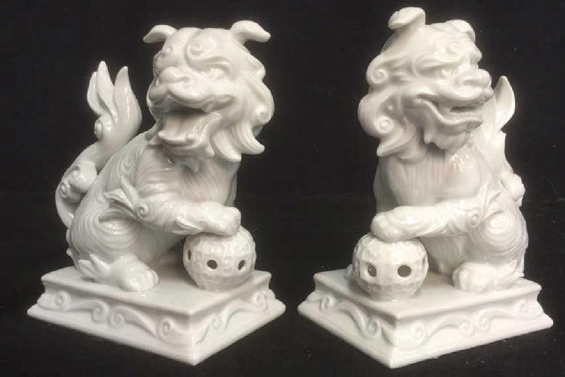 Pair White Porcelain Asian Food Dogs (1 of 10)
